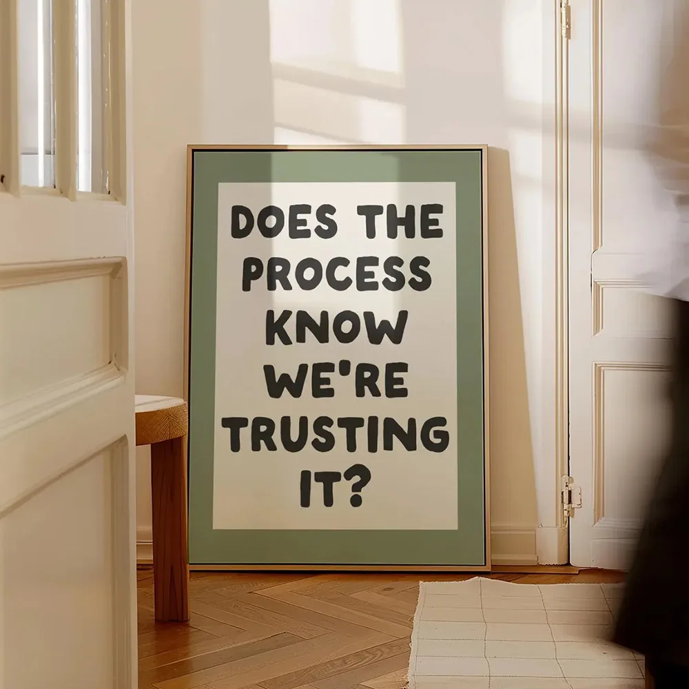 1pc Unframed Does The Process Know We're Trusting It Typography Canvas Poster Motivational Quote Preppy Minimalist Dopamine HD