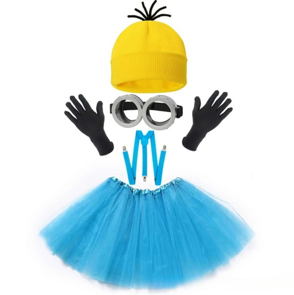 adult Matching Costume Set Knitted Hat Gloves Eyewear Mesh Skirt Shoulder Strap Outfit For Stage Party Dress Halloween Cosplay view 5