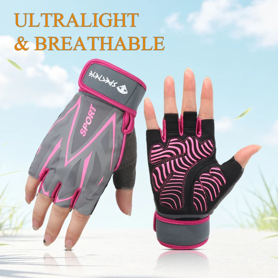 Sport-Handschuhe für Herren und Damen, Handgelenkschützer, Halbfinger-Langhantelhandschuhe, rutschfeste Fahrradhandschuhe, Outdoor-Fitness, Halbfingerhandschuhe