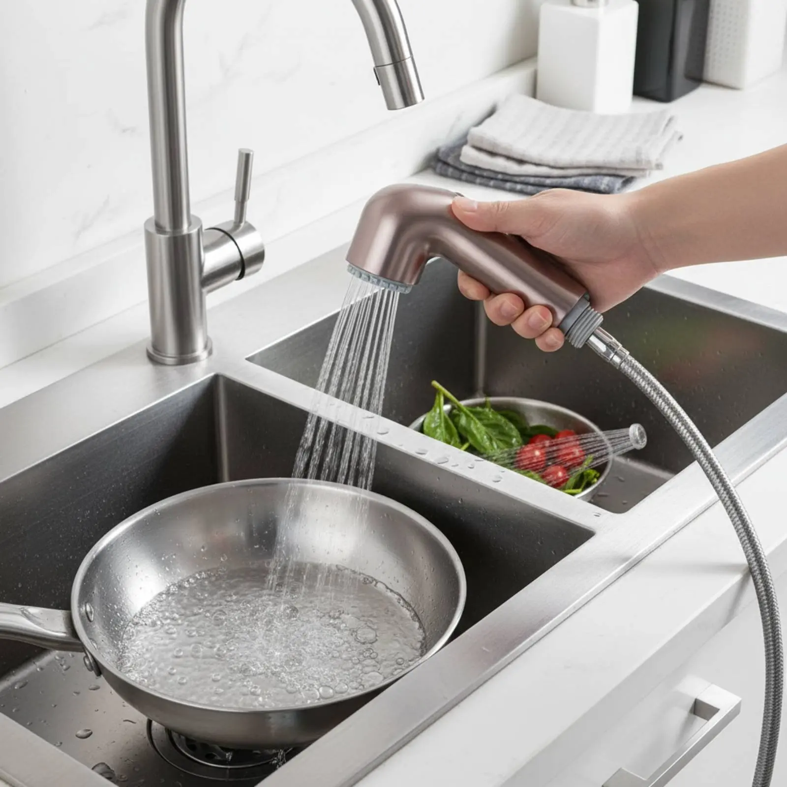 Two Function Faucet Head 2 Functions Sink Sprayer Head Handheld Faucet Sprayer Chrome Finish Plumbing Fixture ABS Plastic