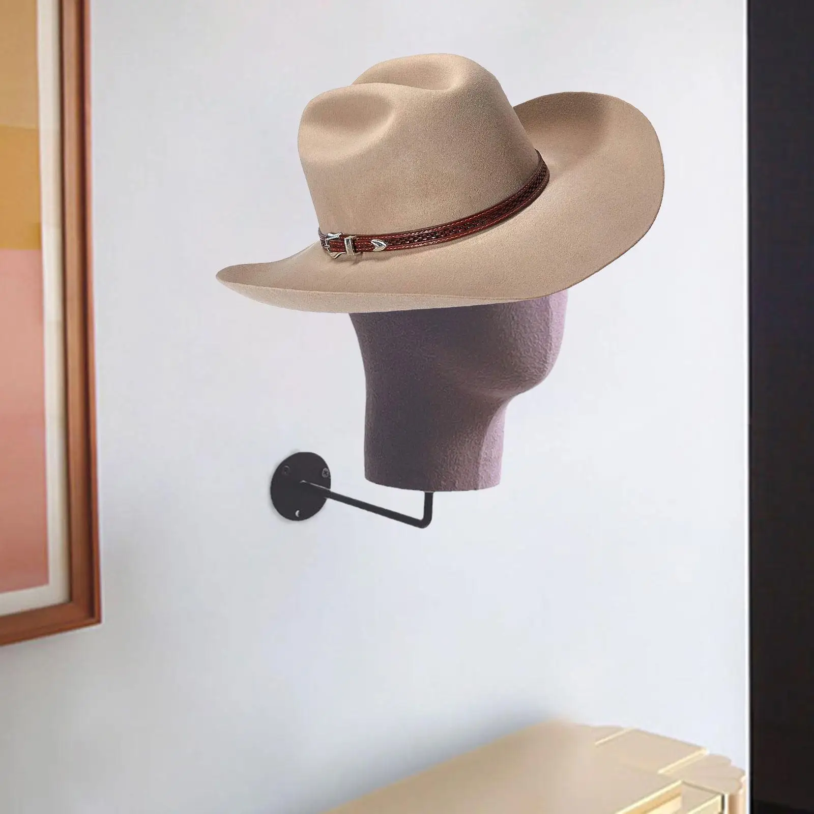 Parede montada manequim multiúso cabeça modelo, chapéu cremalheira, resistente cowboy