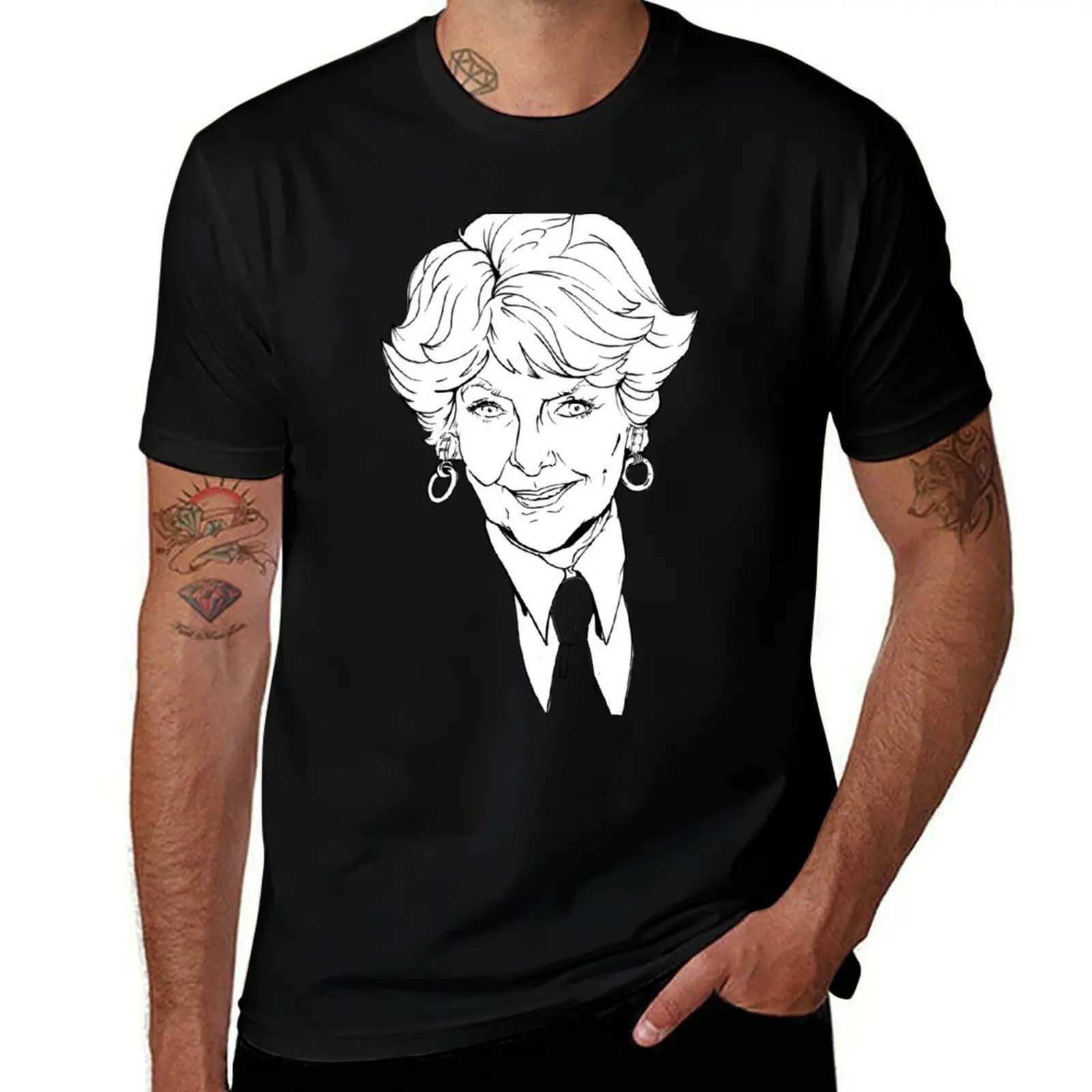 Elaine Stritch (White Fill) T-Shirt Simple Casual Short Sleeve Tee T-Shirt