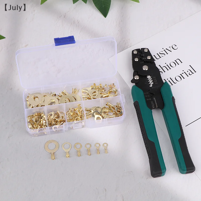 150Pcs M3/M4/M5/M6/M8/M10 Ring-Terminal Wire Quick Connector Terminal Brass Crimp Terminal Assorted Kit