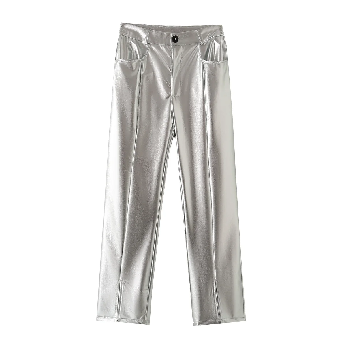 

Women's Clothes 2024 Casual silvery High Waist Trousers Spring and Autumn Pants