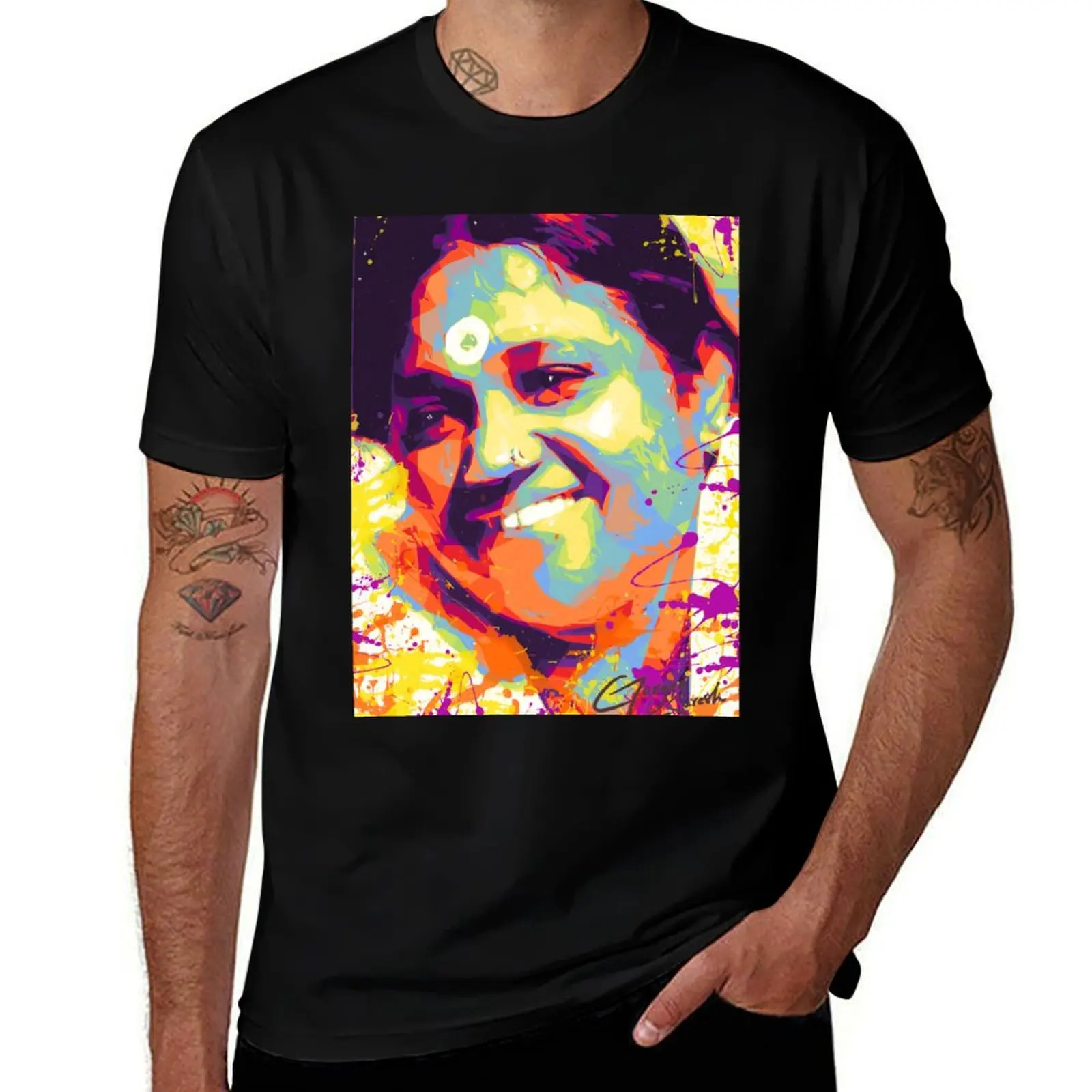 

Modern Abstract Colourful Portrait Mata Amritanandamayi Amma T-Shirt basketball graphic tees Men's t shirts