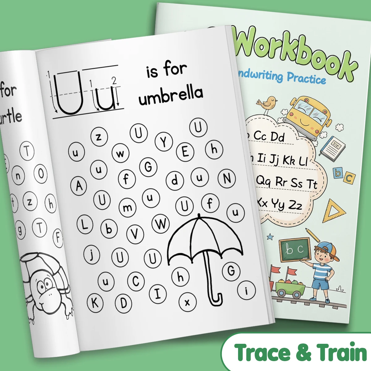 Children's alphabet coloring book, cute cartoon patterns, preschool early education workbook, boost your baby's hands-on skills