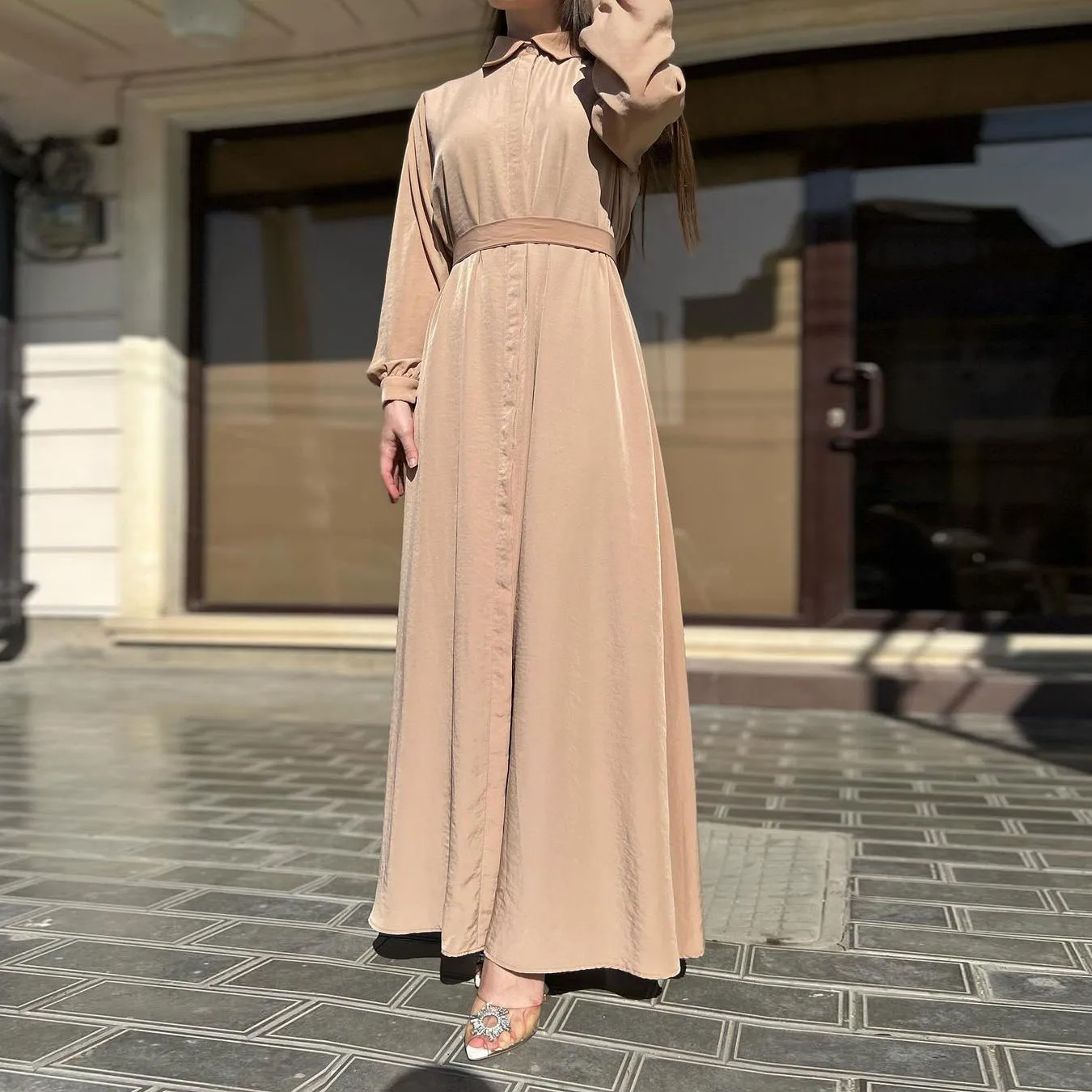 Jalabiya for Women Dresses Lace Up Abaya Ramadan Morocco Dubai Islam Muslim Kaftan Single Breasted Long Robe Vestidos Abayas