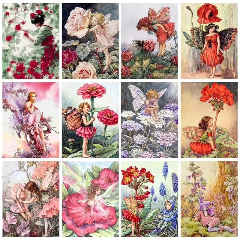 CHENISTORY Painting By Numbers Acrylic Paints Flower Fairy Coloring By Number For Adults Diy Crafts Girls Home Decor On Canvas