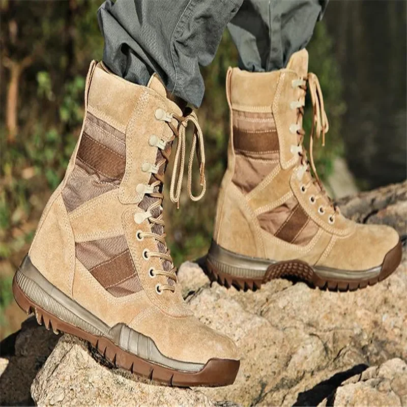 Military Leather Boots Men Autumn Winter Man Desert Boots Special Force Tactical Combat Outdoor High-top Shoes Work Boots