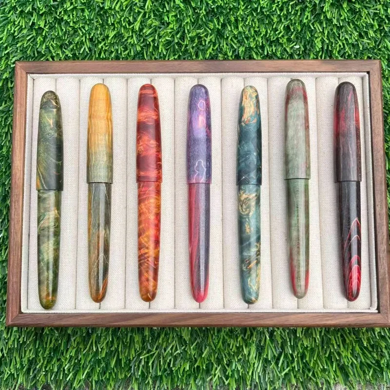 Long Knife Double Layer 3.0mm/Bock Tip JINHAO Wood Fountain Pen for Artists/Designers Smooth Writing Converter Included Ink Pen