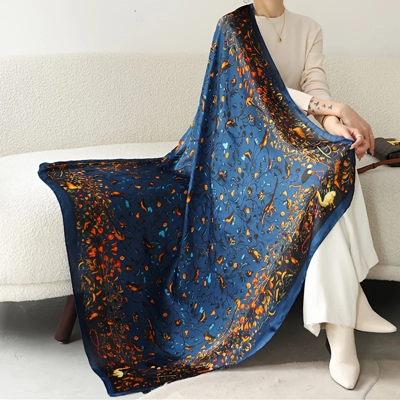 Luxurious fashion design printed silk scarf for women 180x90 cm large size shawl scarf womens headband scarf square scarf