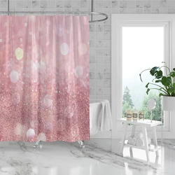 1PC, 180x180cm bathroom polyester shower curtain, mold resistant, waterproof, perforated with hooks, cute pink, fresh, beautiful