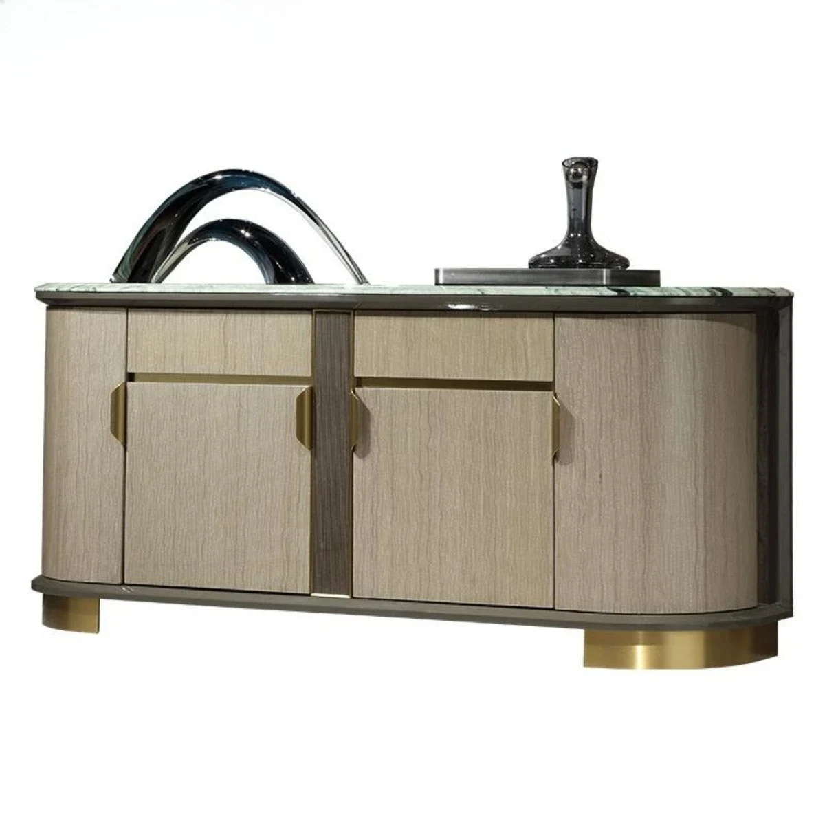 

High-end furniture model room large-sized Italian light luxury marble dining side cabinet storage storage decorative porch