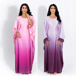 Evening Party Batwing Abaya Eid Rmadan Gradual Change Kaftan Moroccan Arabian Muslim Women's Prayer Garment Femme Robe Clothing