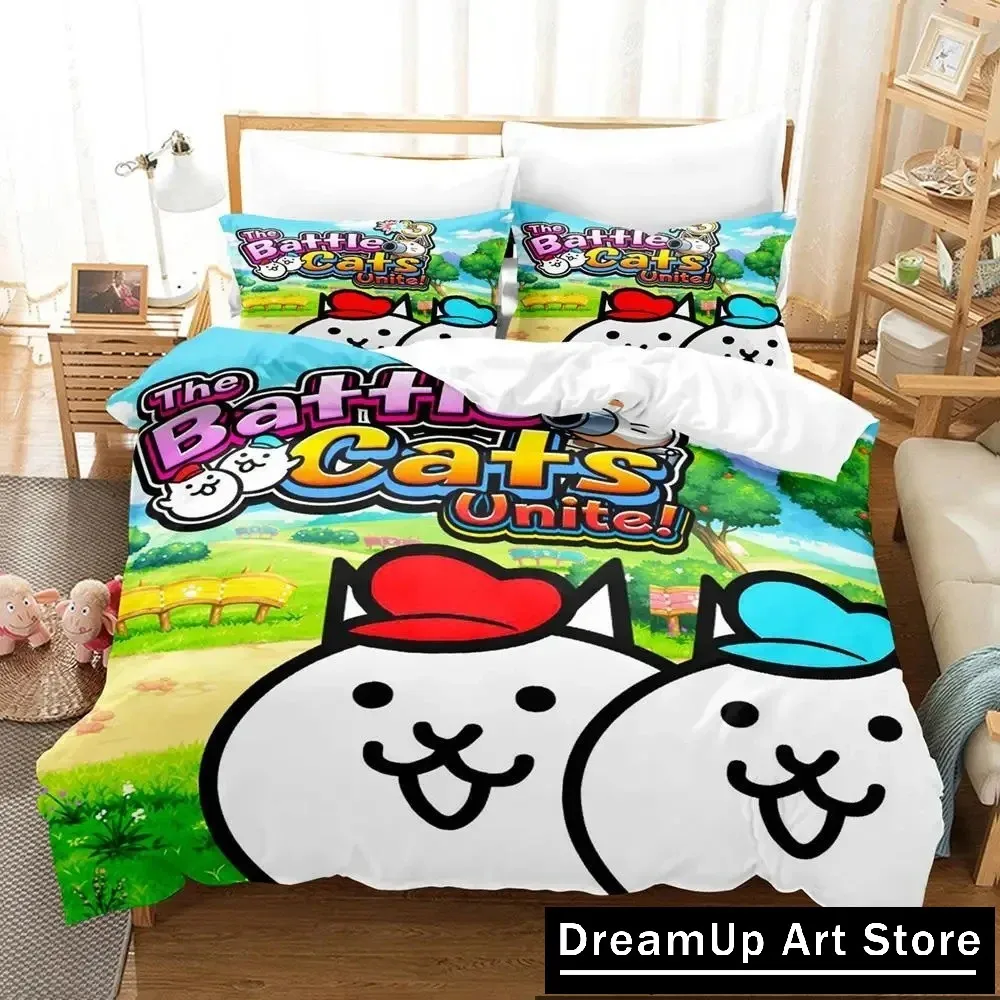 3D Print Fashion Game The Battle Cats Unite Bedding Set Boys Girls Twin Queen Full Size Duvet Cover Pillowcase Bed Adult Bedroom