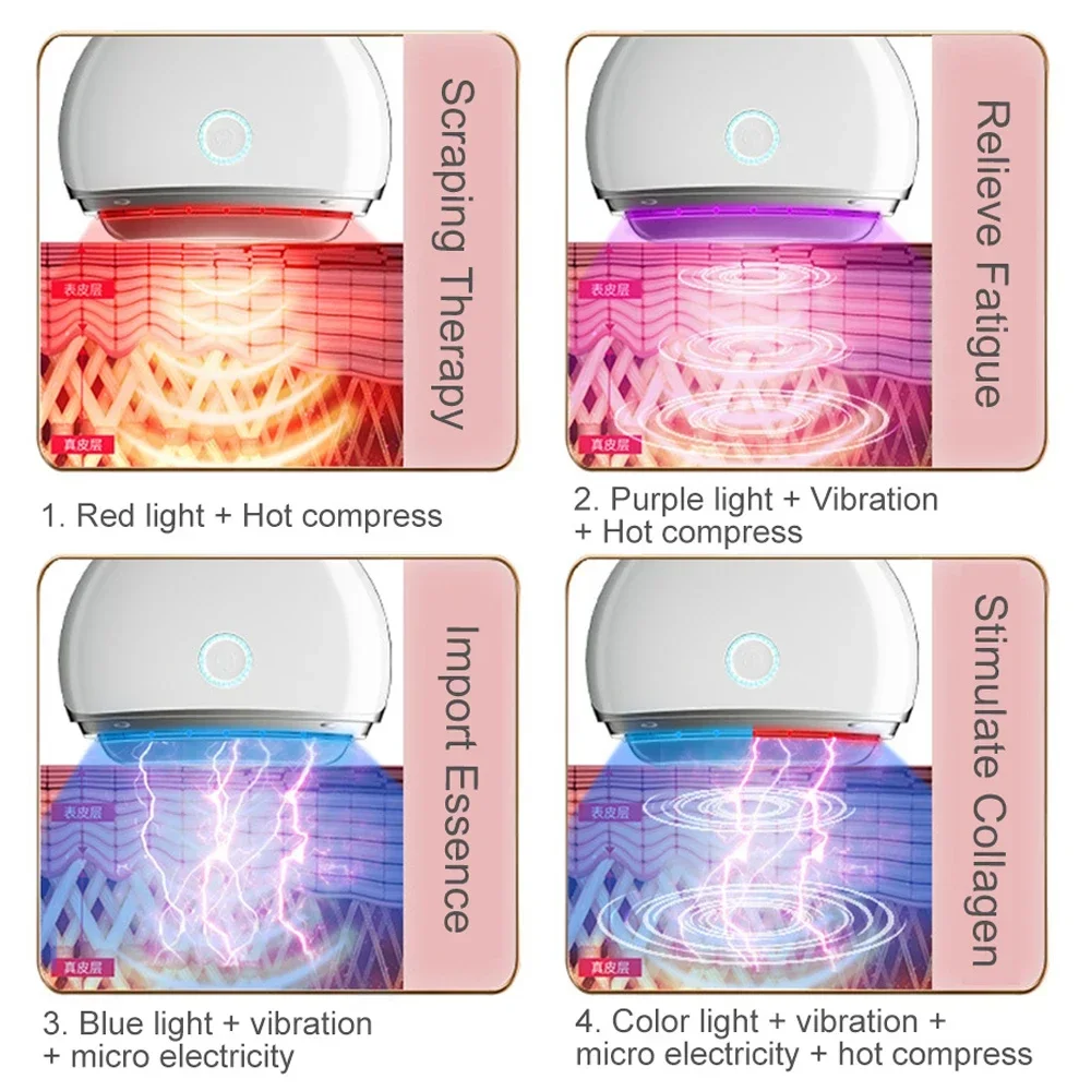 ไฟฟ้า Gua Sha Facial เครื่องมือ LED เครื่องนวดหน้าขูด BOARD ความร้อนและการสั่นสะเทือนสําหรับคอ Facial Lift Beauty Skin Care USB