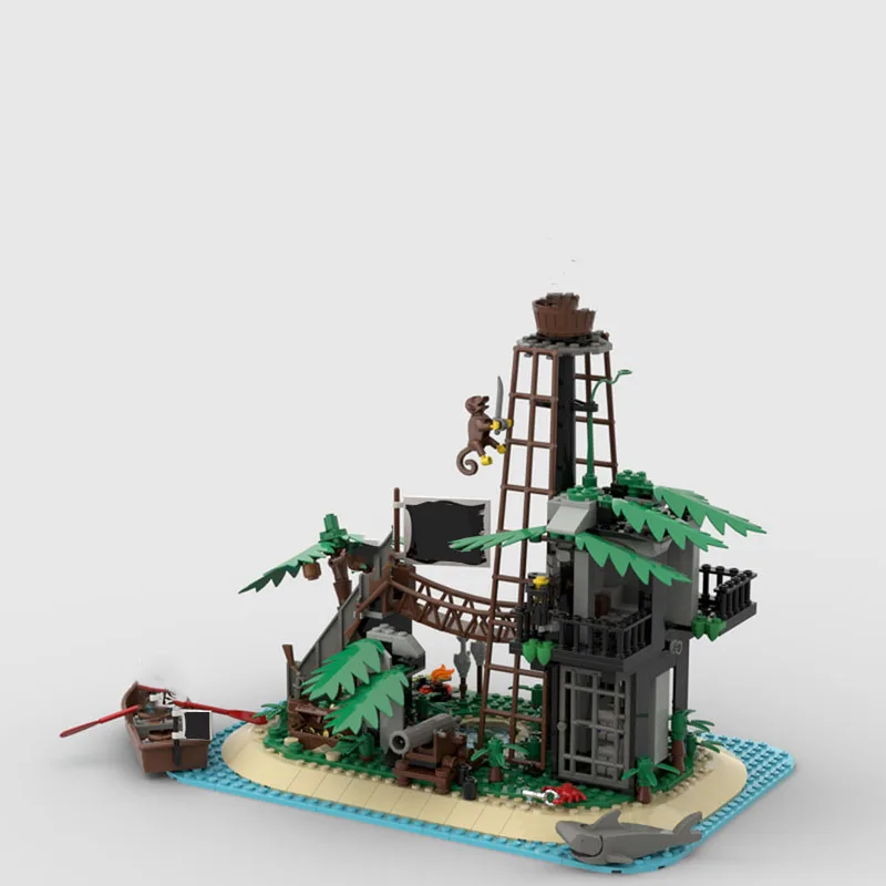 515 PCS Middeleeuws Verboden Eiland MOC Aanpasbare Modulaire Bouwsteen Eenvoudig Model Steentechnologie DIY Jongens Speelgoed Verjaardagscadeau