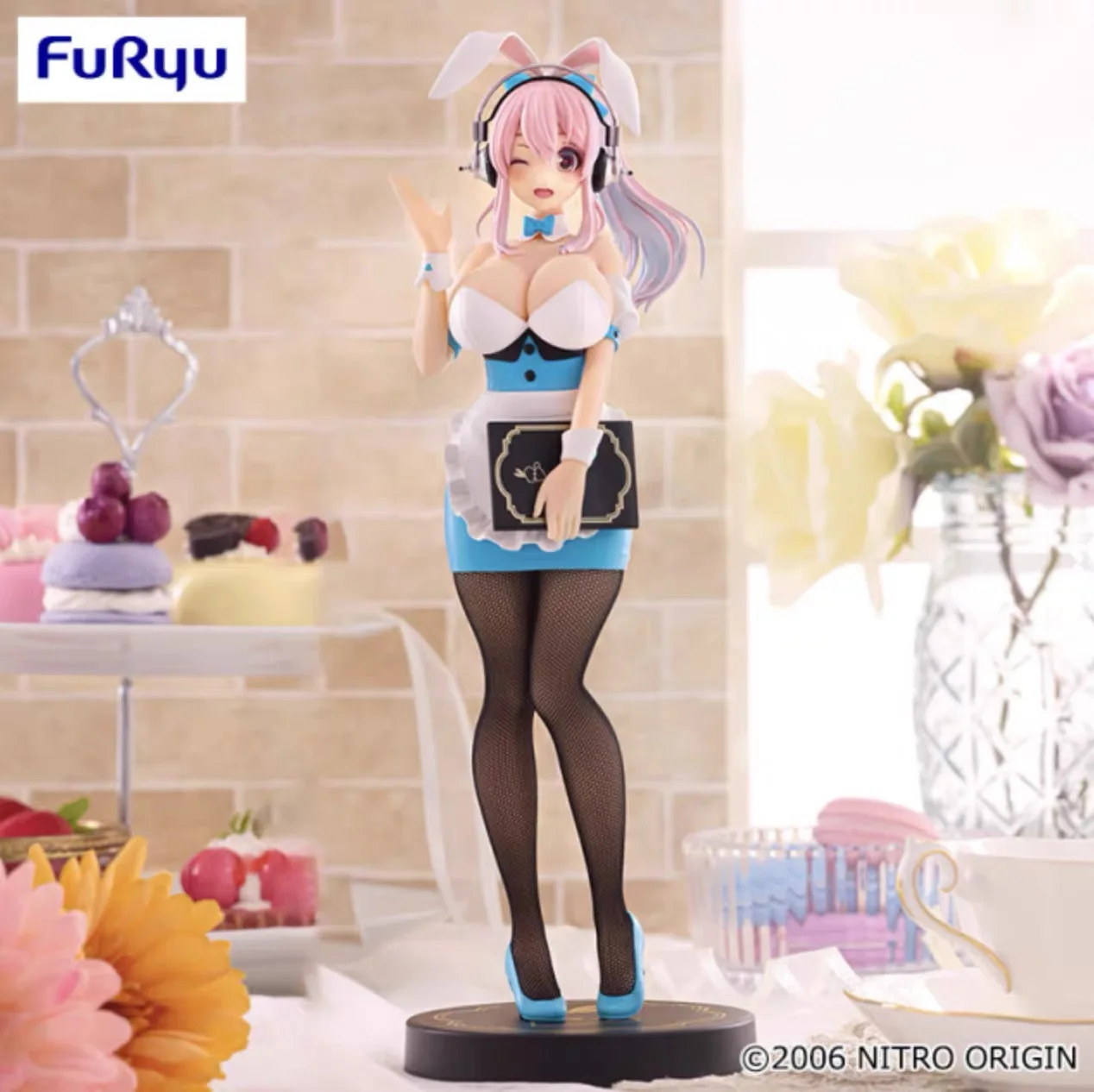 Original FuRyu BiCute Bunnies SUPER SONICO Waitress Light Blue Model Collection Figure view 2