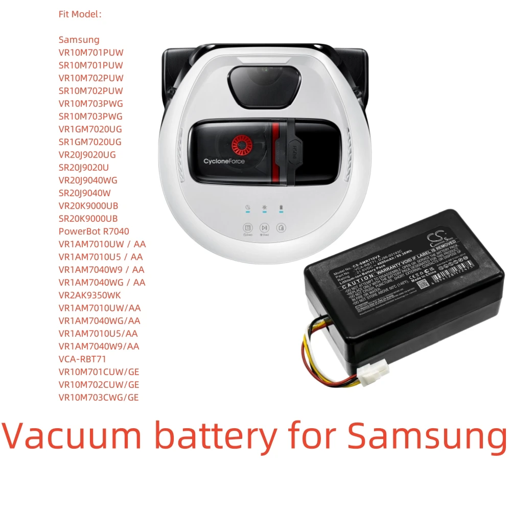 

Li-ion Vacuum battery for Samsung,21.6v,4600mAh,VR10M701PUW SR10M701PUW PowerBot R7040 VCA-RBT71