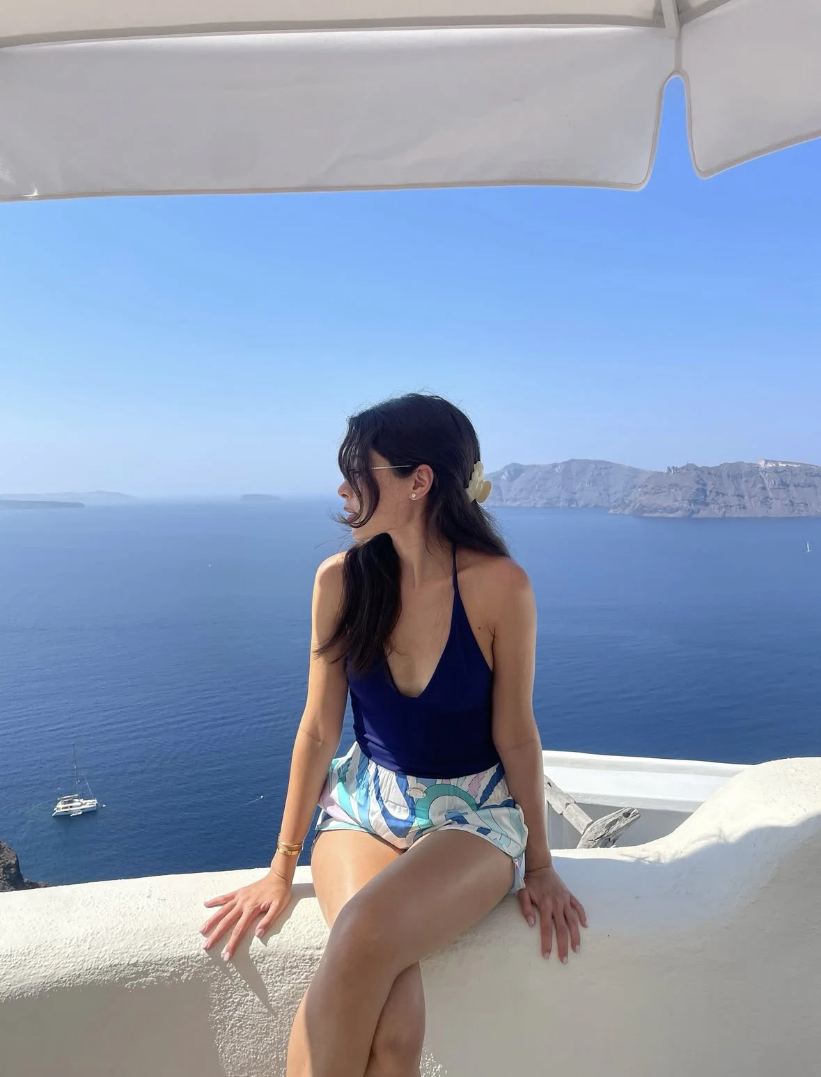 Tank Dark Blue Triangle Cup Halter V-Neck Camisole Women's Summer Sexy Low-Cut Backless Top