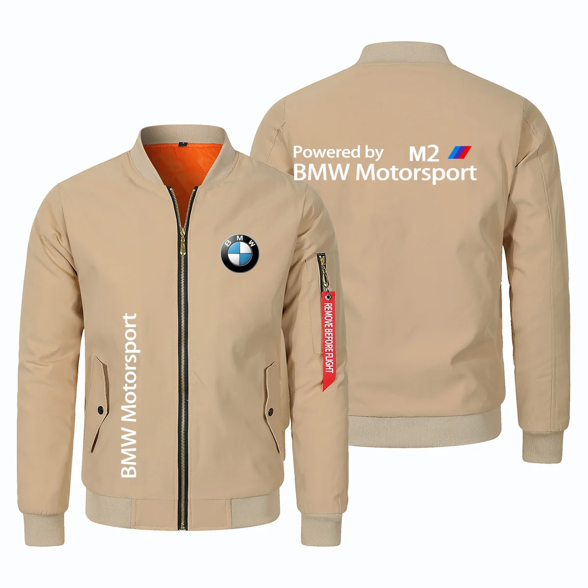 Jaket sepeda motor BMW pria dan wanita, mantel penerbangan Logo BMW tebal dengan jaket ritsleting katun