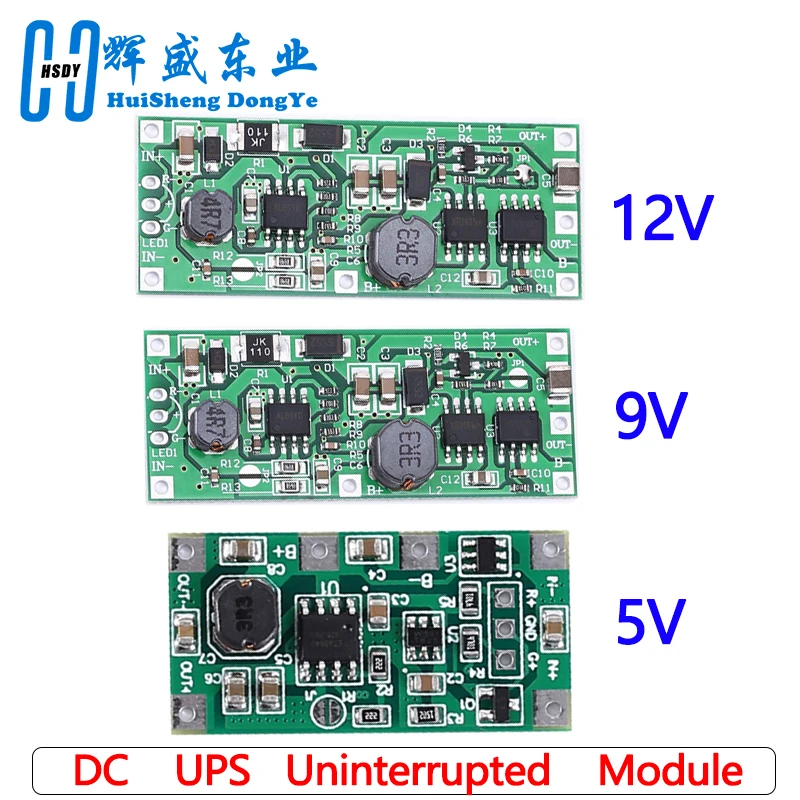 DC 5V 9V 12V UPS Modul Suplai Daya Tanpa Gangguan Konverter Voltase Peningkat untuk Perlindungan Isi Daya Baterai Lithium 18650