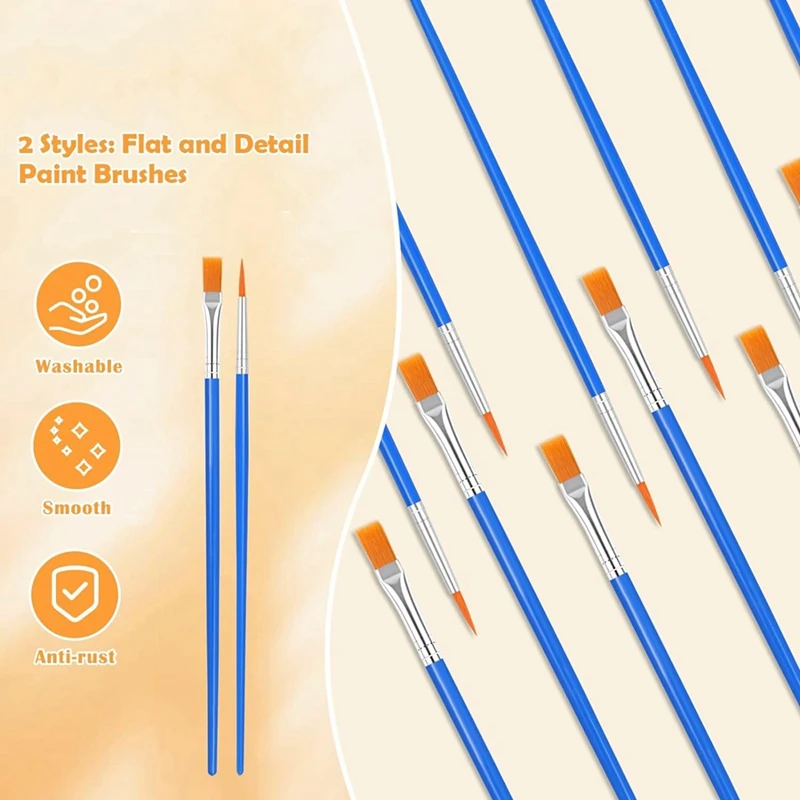 240Pcs Small Paint Brush,Flat Fine Tip Artist Paint Brushes,Craft Paint Brushes For Kids Oil Watercolor Canvas Painting