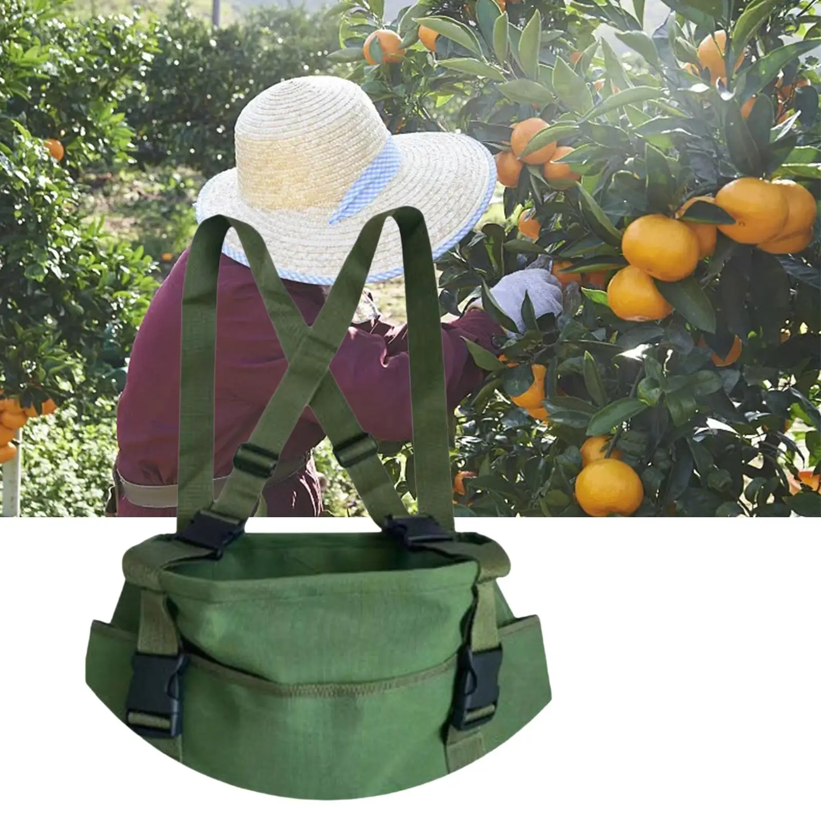 Professional Canvas Fruit Picking Bag Adjustable Harvest Pouch Organizer for Outdoor Garden Orchard