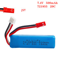 2PCS 7.4V 500mAh 721855 20C Lipo Battery For WLtoys A202 A212 A222 A232 A242 A252 4WD RC Toys Car Model Parts