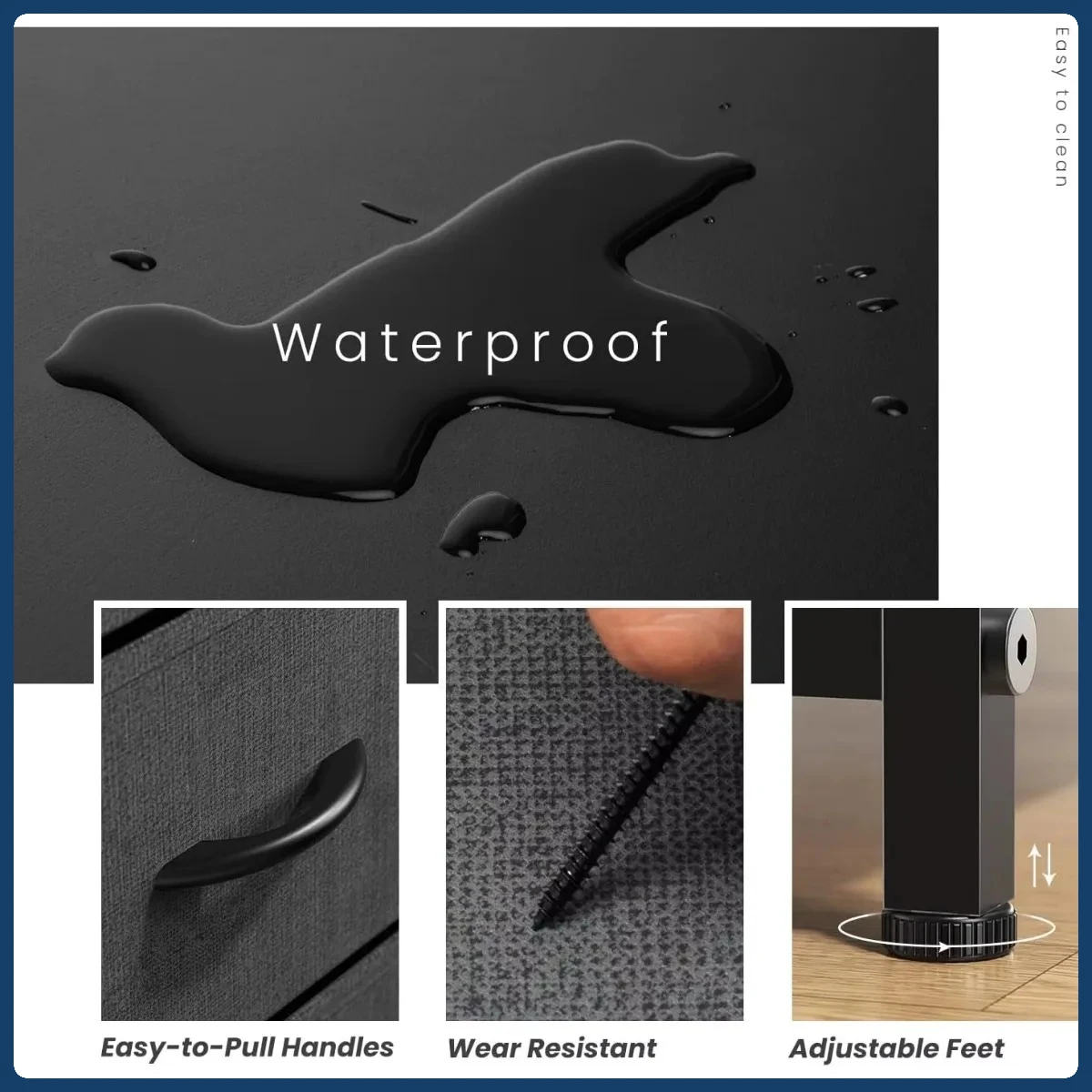 Comodino piccolo multifunzionale: 2 cassetti portaoggetti, piano in legno, armadietto in tessuto per l'organizzazione del comodino nella cameretta dei bambini o nel dormitorio