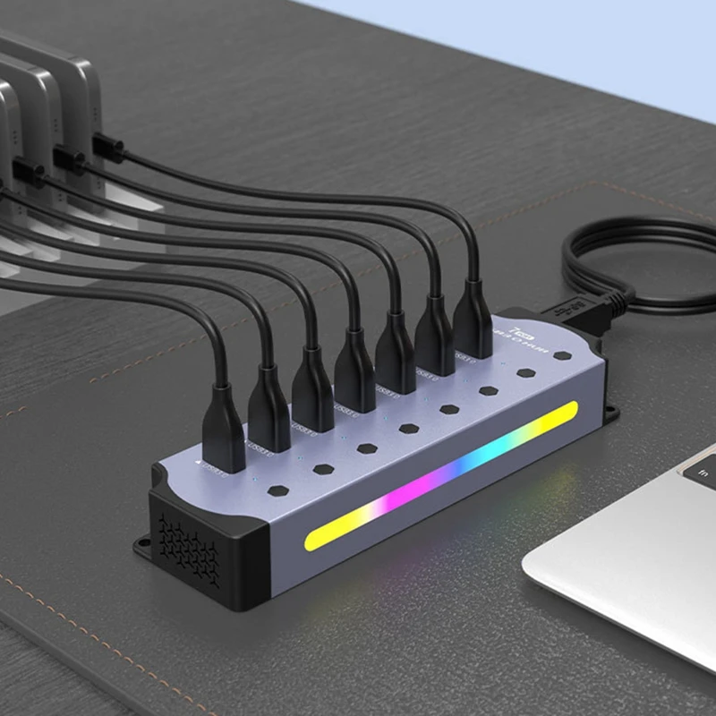 Multifunction RGB USB 3.0 HUB With 5Gbps Fast Transmission Splitter BC 1.2 Charging Protocol Computer Expansion Dock