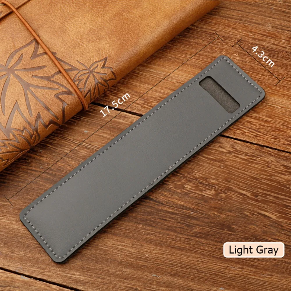 10Pcs Portable PU Leather Pencil Case Solid Color Minimalist Design Pen Protective Case Ballpoint Pen Cover For Students