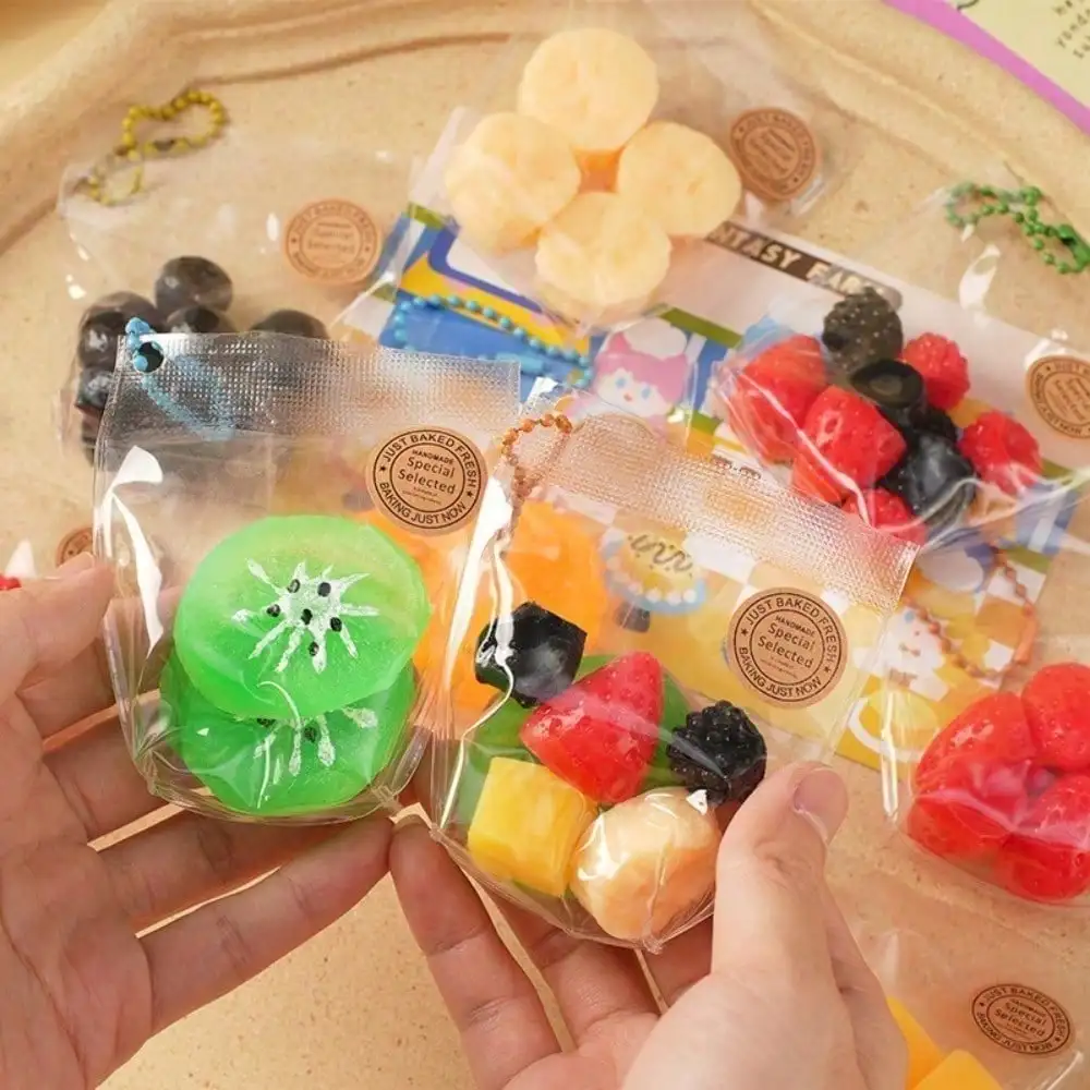 Bagged Simulated Fruit Squishy Toy, Multiple Shapes Of Strawberry, Kiwi And Banana, Soft And Kneadable, Novelty Leisure Stress Relief Vent Toy