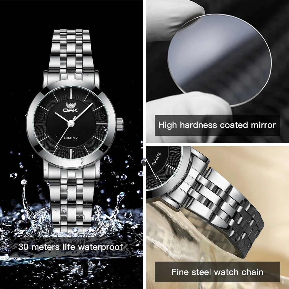 Orologio da cintura in acciaio da donna di marca OPK semplice e alla moda al quarzo impermeabile 6019