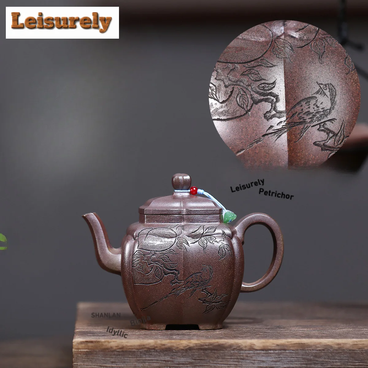 360ml Yixing Purple Clay Teapots Handmade Rib Pot Raw Ore Wood-fired Porcelain Mud Tea Infuser Kettle With Infuser Zisha Tea Set