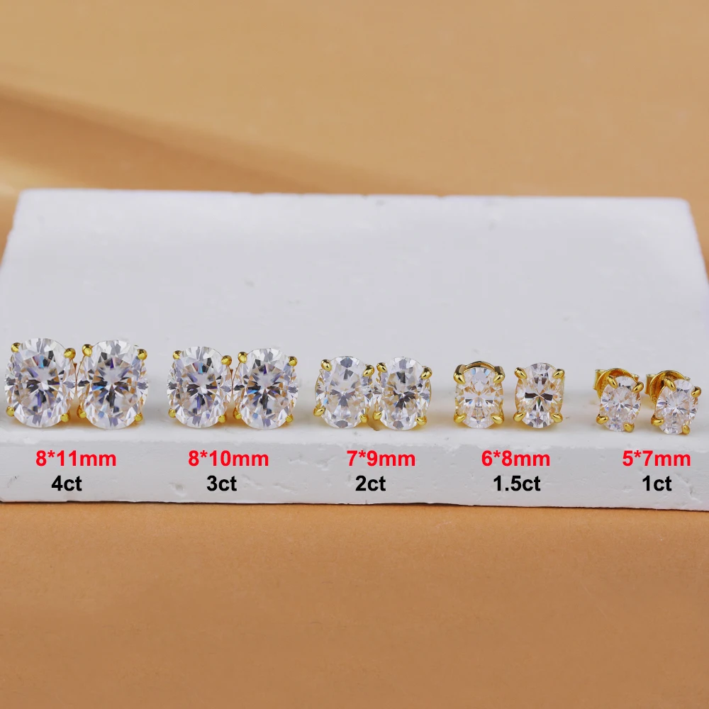 0.5-5ct Oval Cut Moissanite Stud Earring for Women D Color Sparkling Diamond 925 Sterling Silver Ear Studs Party Jewelry Gifts