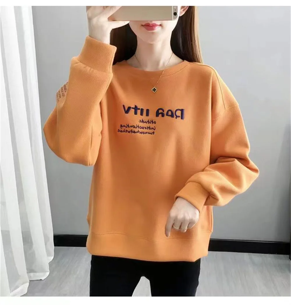 Add Cashmere With Cotton 2024 Autumn And Winter New Fashion Lazy Korean Version Of The Trend Loose Short Hoodie Female Top