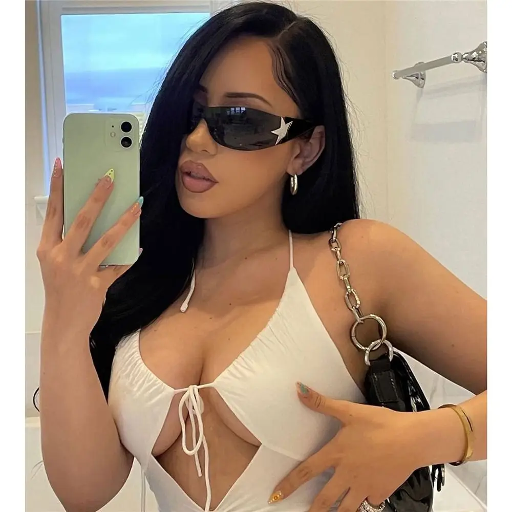 2000'S Oversized Punk Goggle Rimless Wrap Around Y2K Sunglasses for Women Men Sports Sun Glasses Shades