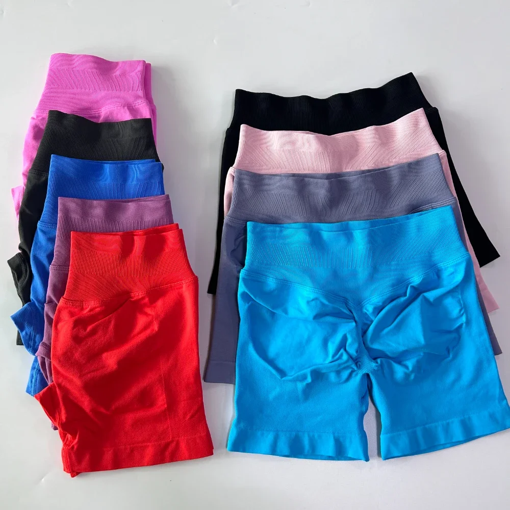 No Logo Women 2 Pieces Yoga Set Backless Bandeau Sports Bra Scrunch Shorts Yoga Clothing Gym Set Workout Clothes Outfits Sets - Image 6