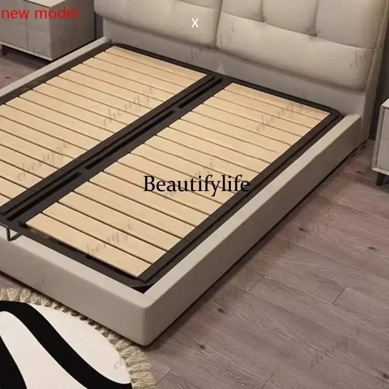 

A178European Soft Double Bed Queen Size Elegant Beige Wooden Cloud Double Bed Adults Luxury Modern Camas De Dormitorio Furniture