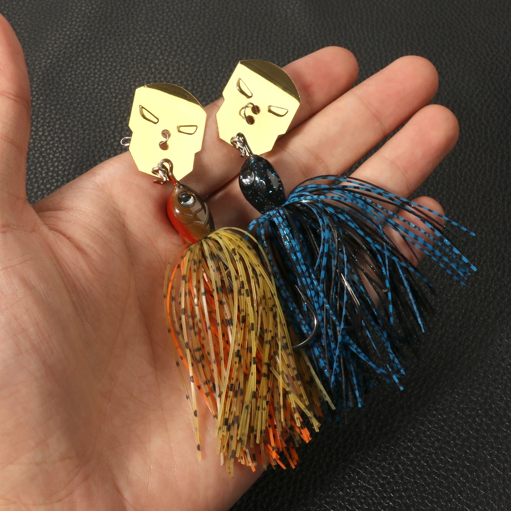 1-5Pcs Chatterbait 16g 19g Angeln Lockt Pesca Silikon Röcke Wobble Klinge Löffel Gummi Jig Kopf haken Draht Swimbait Spinner Köder – Detail 3