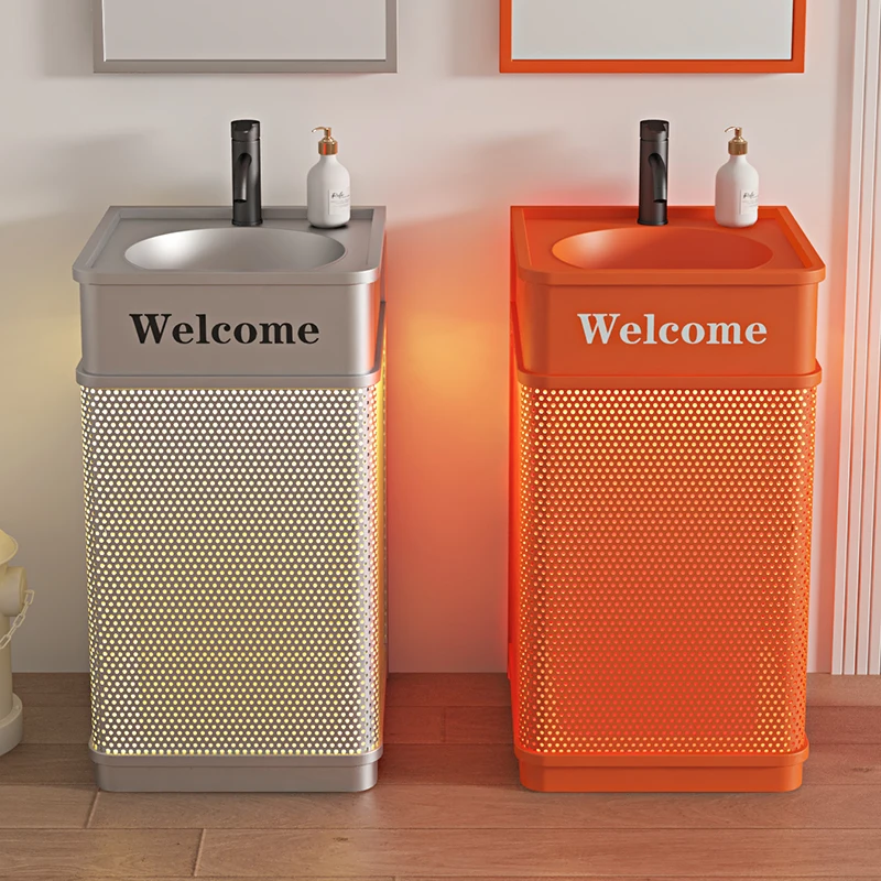 Lavabo de lujo ligero comercial de estilo Industrial, lavabo de columna de baño integrado de piso a techo, lavado de hotel en familia b