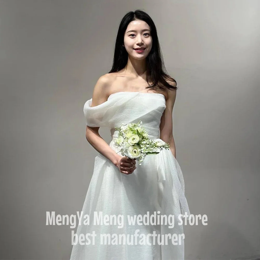 ZHUISHU 2025 Design Off Shoulder Wedding Dress Korea Photo Shoot A Line Short Sleeve Bridal Gown Corset Back Vestidos De Novia