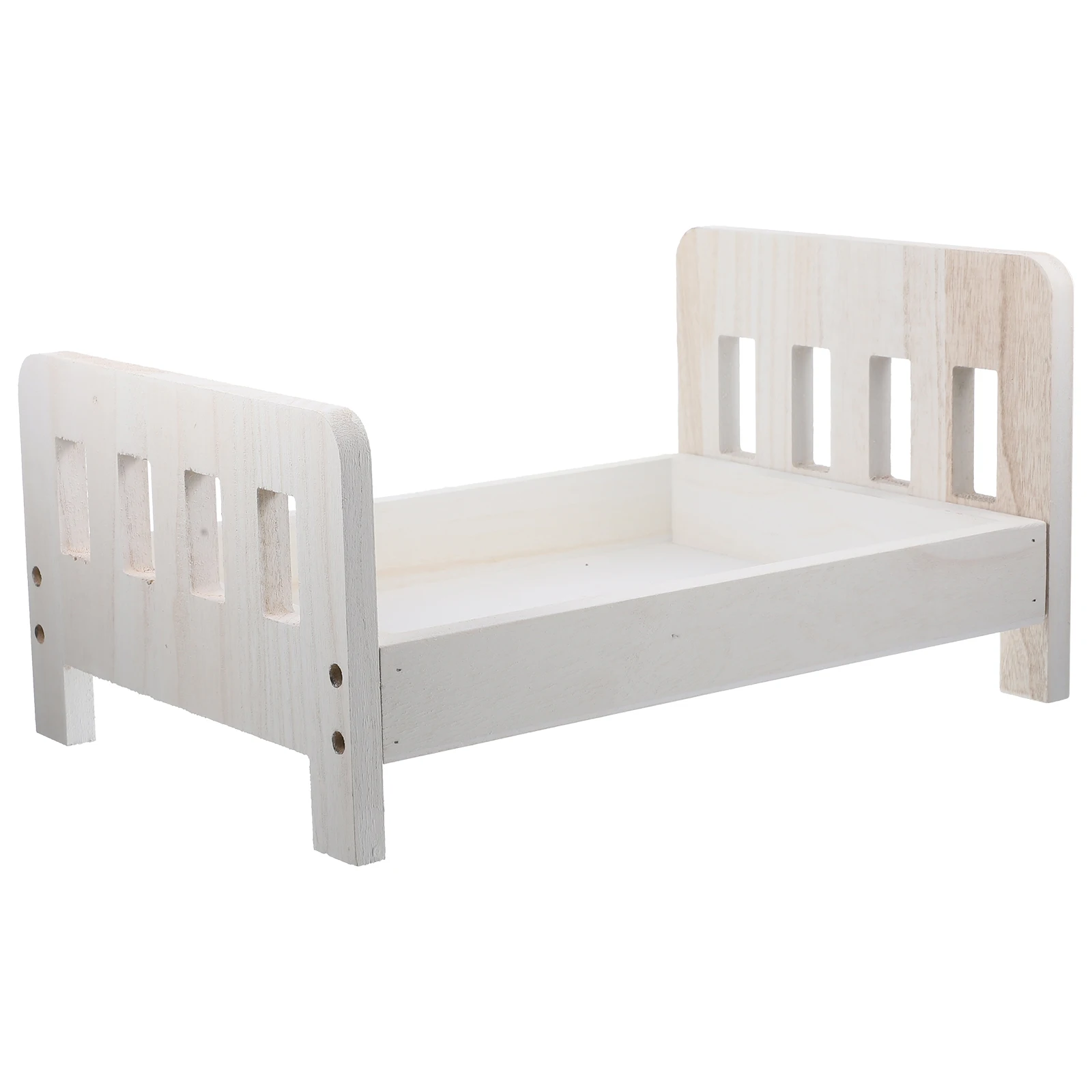 

Wooden Baby Bed Prop White Mini Vintage Newborn Photography Props Decorative Toy Durable Safe Smooth Surface Practical Infant