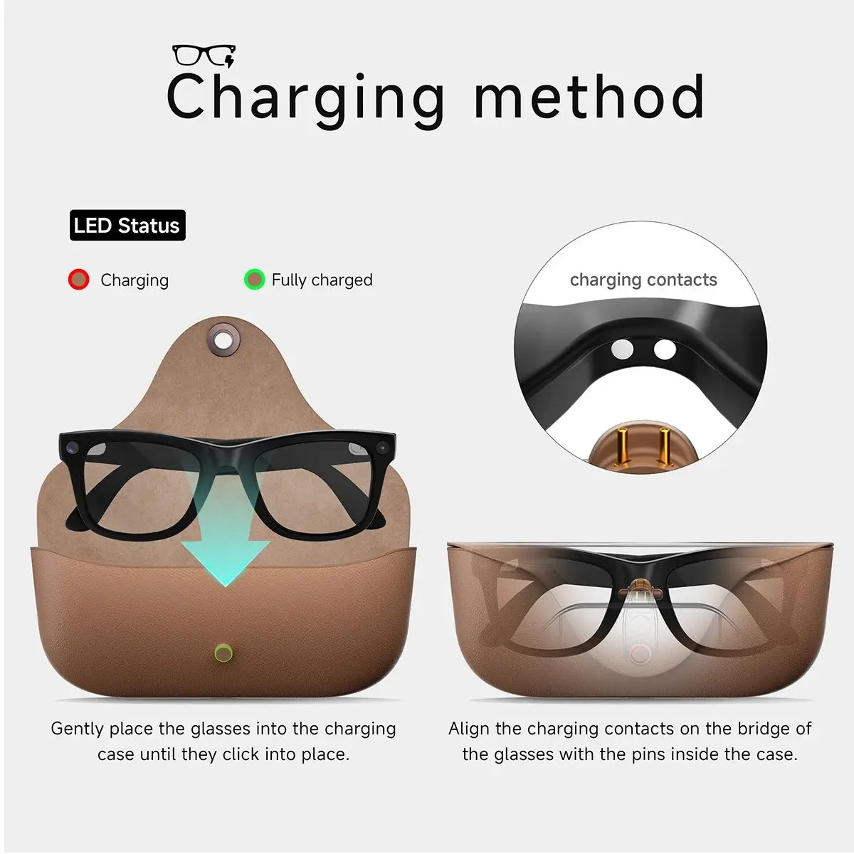 

[2 pairs of lenses]AI Smart Glasses With A Charging Case For Calls Music Take Photos Record Videos 800W Camera Large-capacity