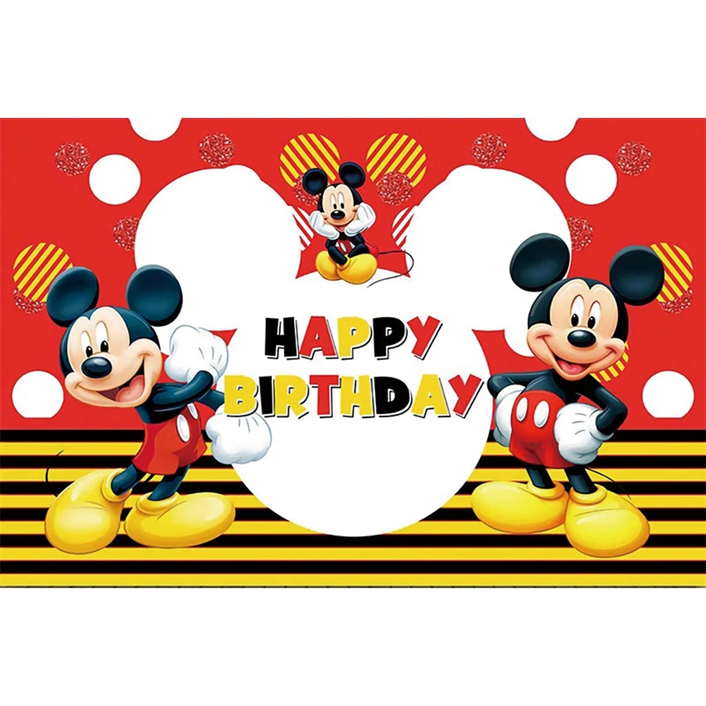 Disney Cartoon Mickey Mouse Mickey Minnie Kids Happy Birthday Photography Background Decor Party Backdrop Baby Shower Banner