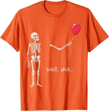 Y2k Gothic Skelett Halloween-Kostüm Humor Skelett Verlorener Ballon Scheiße Lustiges Sprichwort Zitat Herren Damen T-Shirt FSkeleton Tees – Detail 23