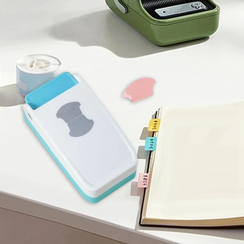 File Tab Punch  For Crafting 1.5In 2 Shapes DIY Index Tab Puncher Label Tag Paper Punch White&Blue 2Poece