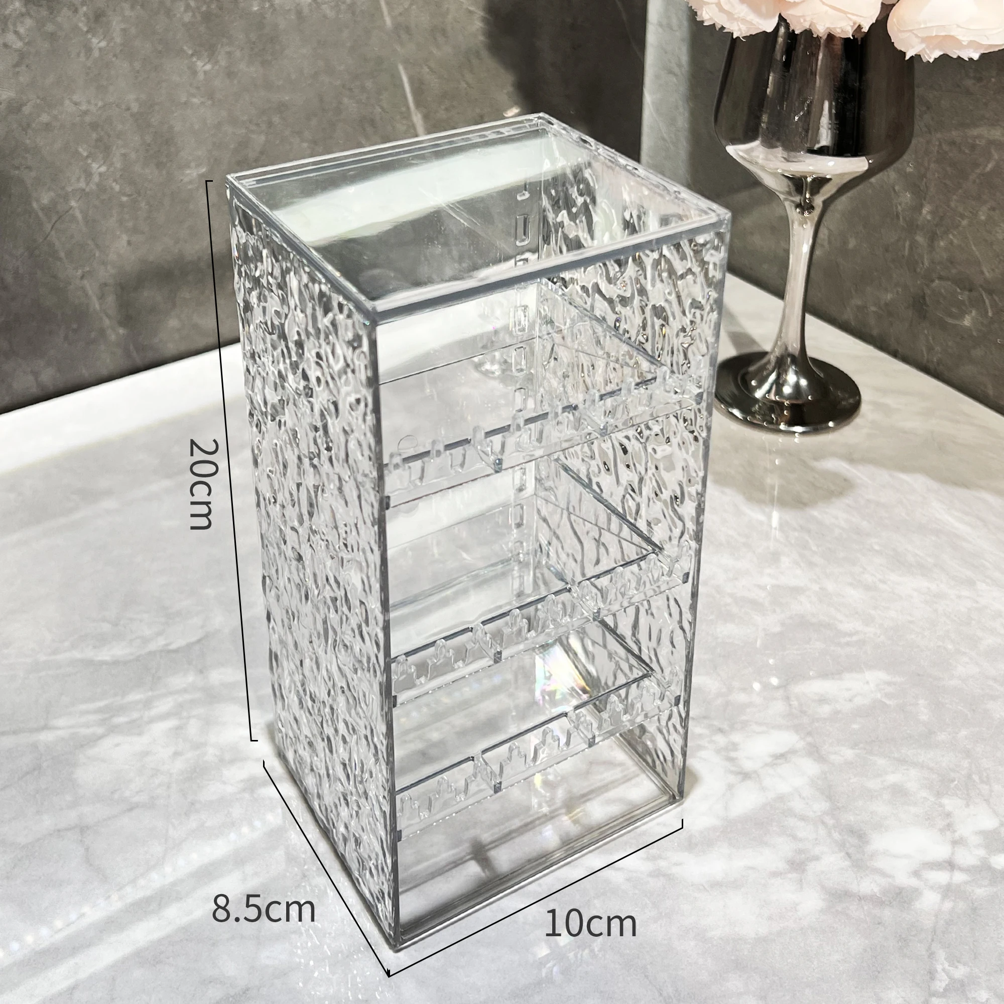 Transparent Cosmetics Storage Box Bathroom Cabinet Storage Lipstick Makeup Remover Cotton Facial Mask Compartment Organizing Box