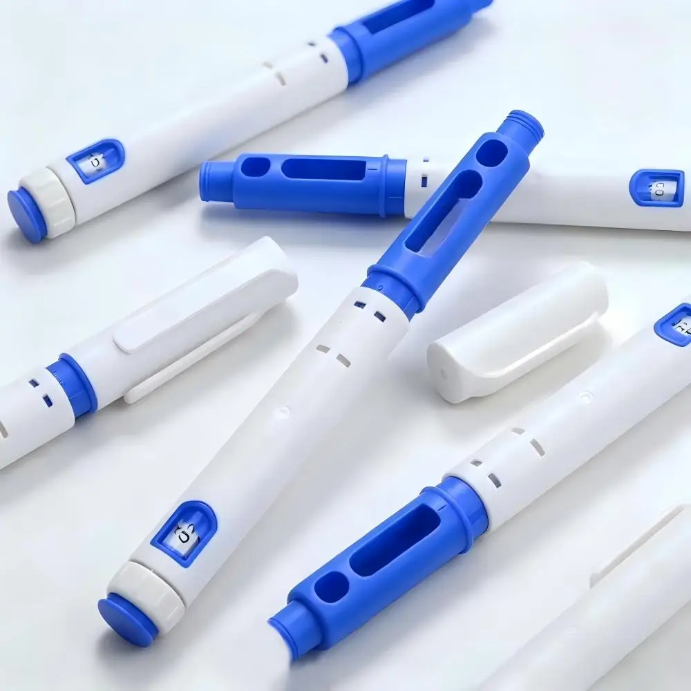 10PCS 60IU Disposable Adjustable Injection Blue Pen Compatible with 3ml Cartridge Plastic Pen Injector
